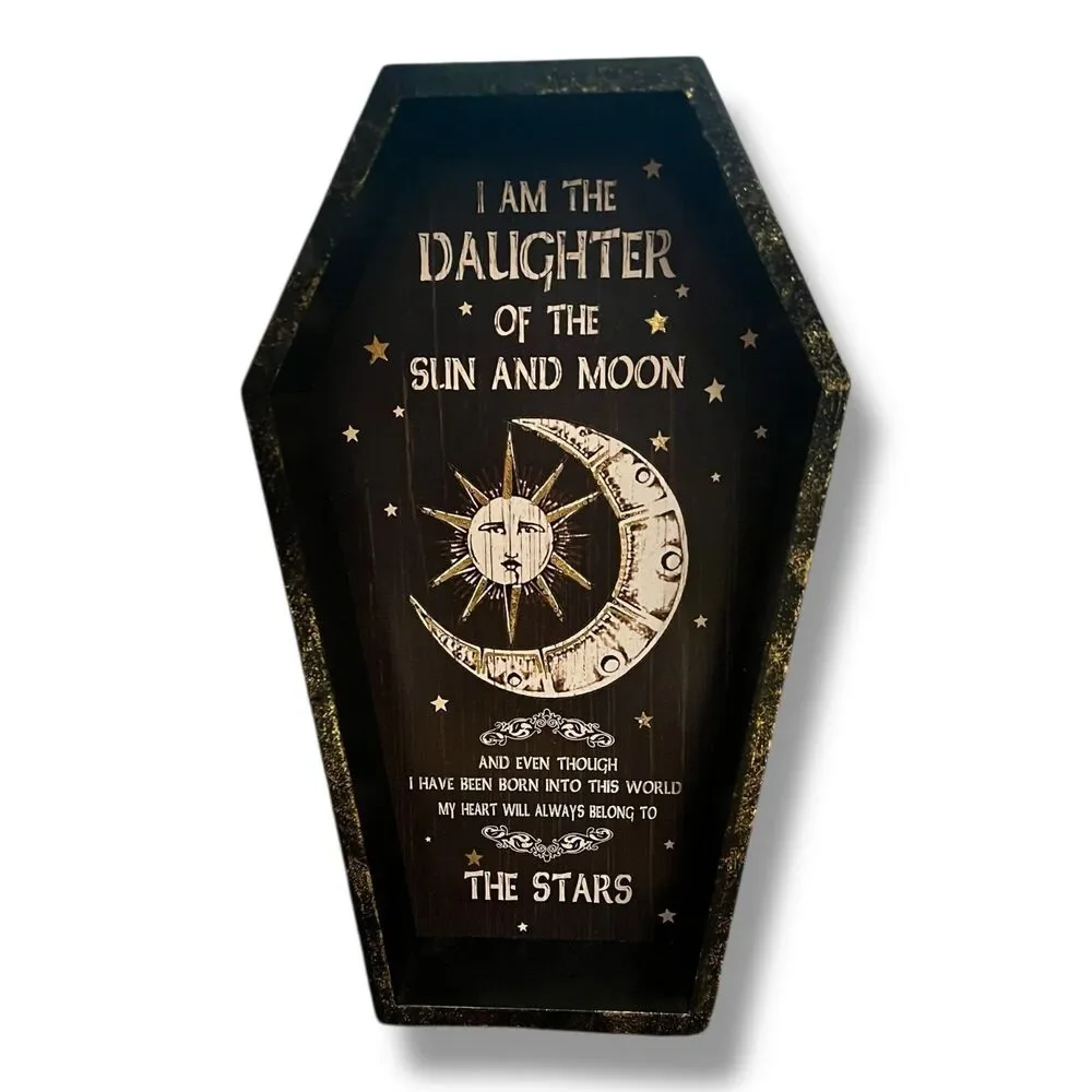 Ashland Enchanted Forest Coffin Shelf Sun Moon Stars Halloween Tabletop Décor - Picture 7 of 8